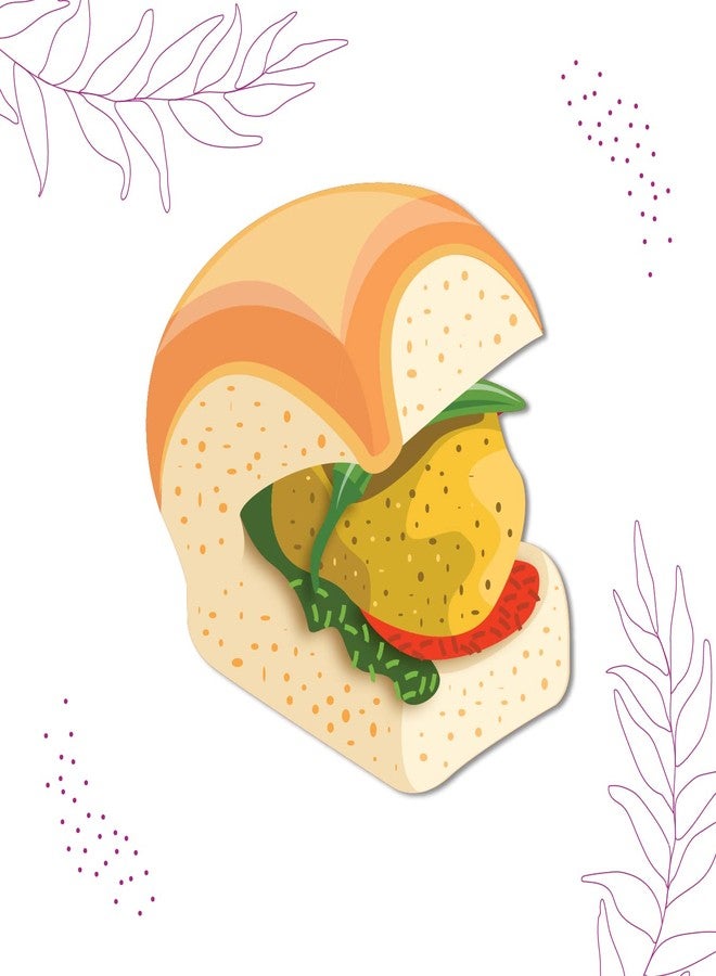 Bhai Please Vada Pav Wooden Fridge Magnet (Pack of 1) Food and Drinks Gift and Decoration - Image 3